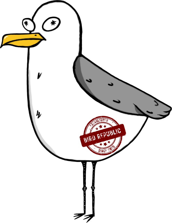 Dominic the seagull, stamped Bird Republic